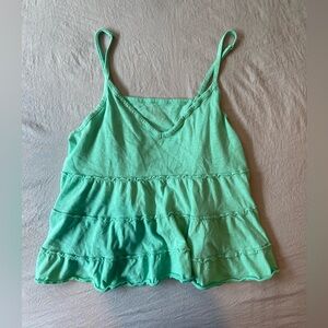 American Eagle green babydoll crop tank top